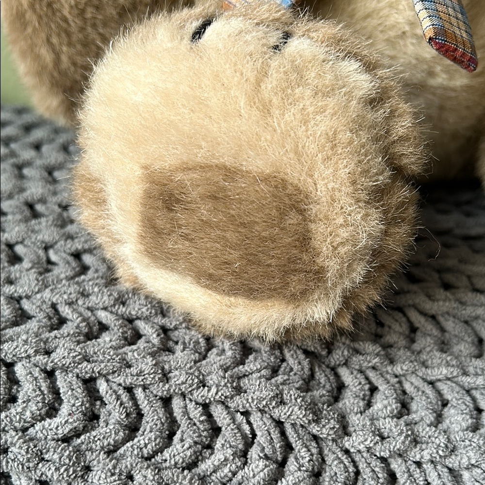Vintage 1984 Dakin Plush Tan Dog‎ with Plaid Bow - Picture 7 of 7
